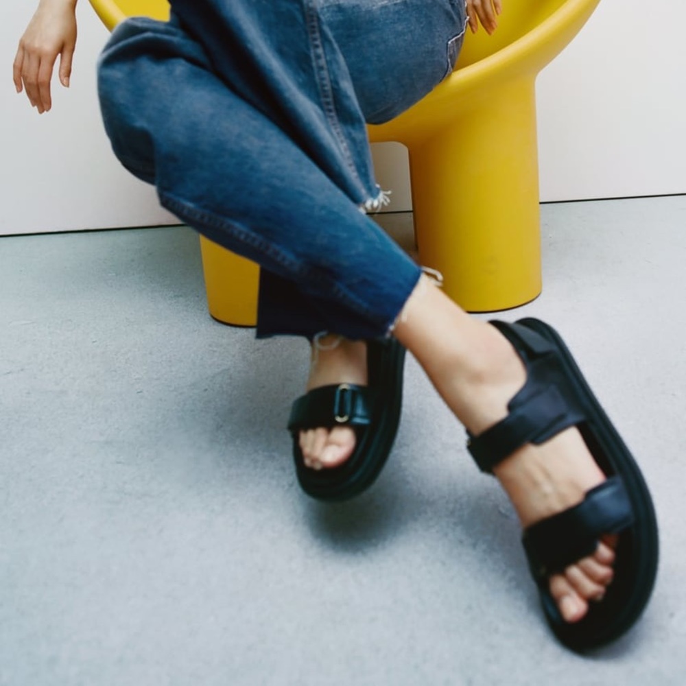 Zara Leather Chunky Sandals